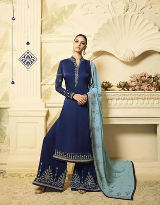 Blue printed georgette salwar 1