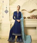Blue printed georgette salwar