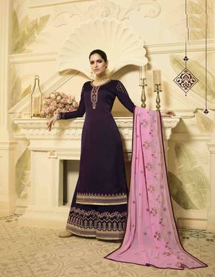 Purple printed georgette salwar 1