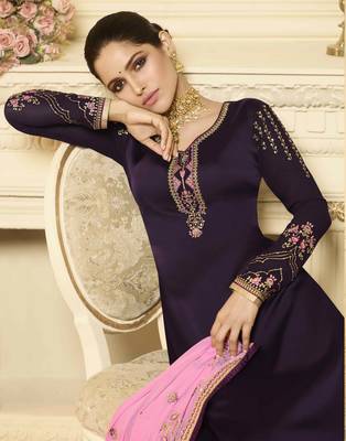 Purple printed georgette salwar 2