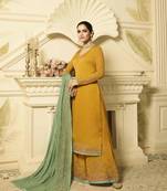 Yellow printed georgette salwar
