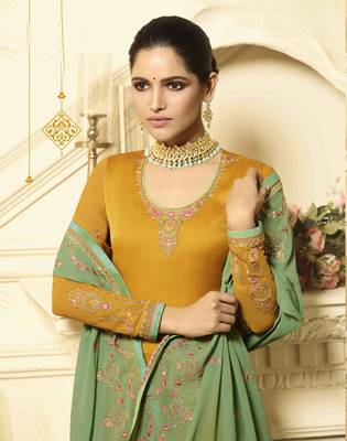 Yellow printed georgette salwar 2