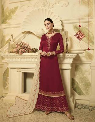 Maroon printed georgette salwar 1