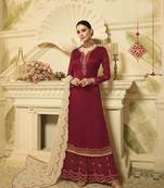 Maroon printed georgette salwar