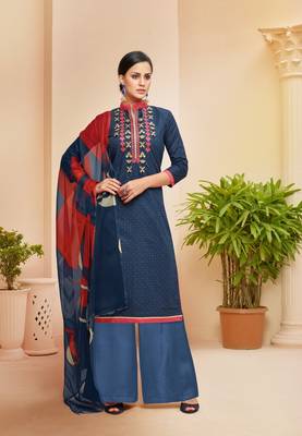 Blue printed cotton salwar 1