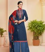 Blue printed cotton salwar