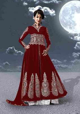 Maroon printed georgette salwar 1