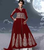 Maroon printed georgette salwar