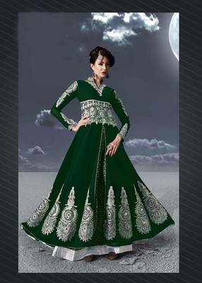 Green printed georgette salwar 1