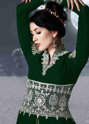 Green printed georgette salwar 2
