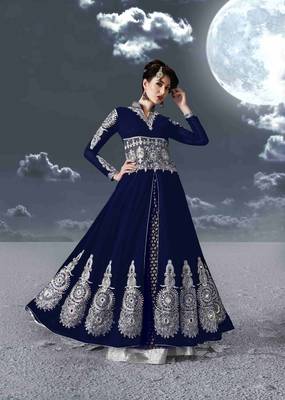 Blue printed georgette salwar 1
