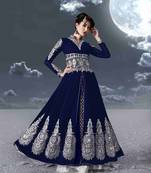 Blue printed georgette salwar