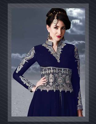 Blue printed georgette salwar 2
