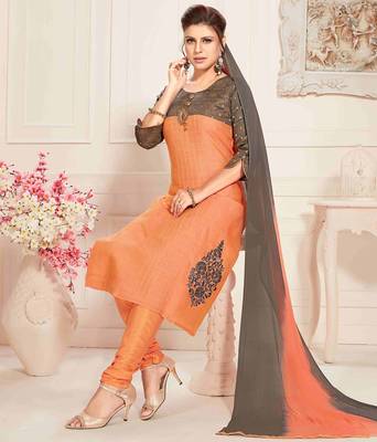 Orange printed silk salwar 1