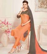 Orange printed silk salwar