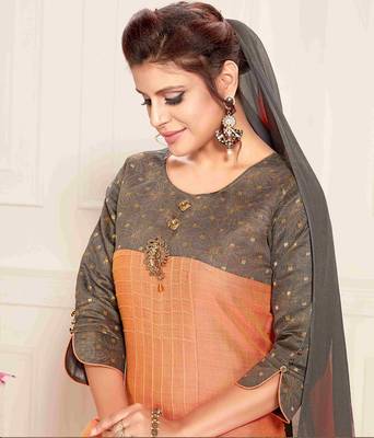 Orange printed silk salwar 2