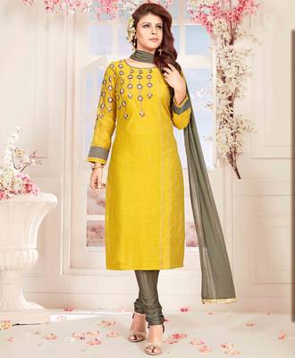 Yellow printed chanderi salwar 1