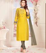 Yellow printed chanderi salwar