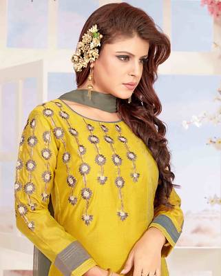 Yellow printed chanderi salwar 2