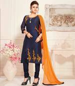 Blue printed chanderi salwar