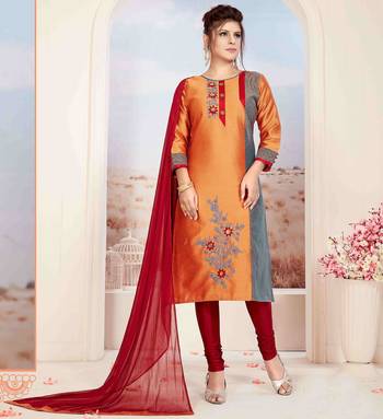 Orange printed jacquard salwar 1