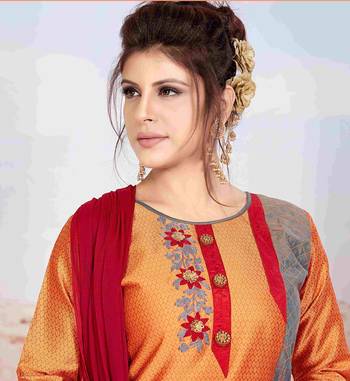 Orange printed jacquard salwar 2