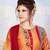 Orange printed jacquard salwar
