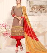 Light-brown printed chanderi salwar