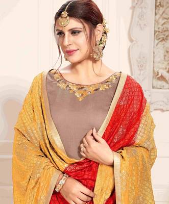 Light-brown printed chanderi salwar 2