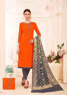 Orange printed cotton salwar 1