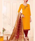 Yellow printed cotton salwar