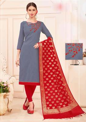 Grey printed cotton salwar 1