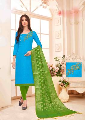 Blue printed cotton salwar 1
