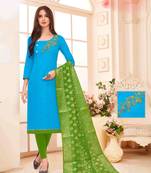 Blue printed cotton salwar
