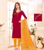 Maroon printed cotton salwar