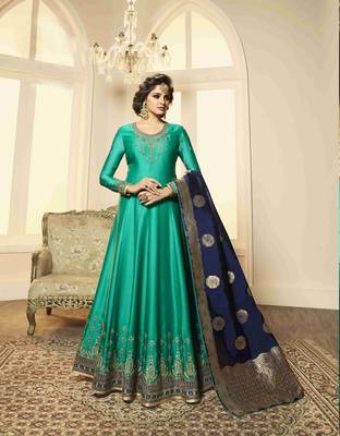 Green printed georgette salwar 1