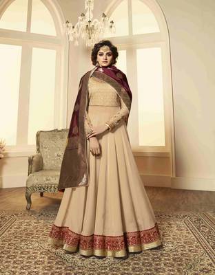 Cream printed georgette salwar 1