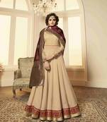 Cream printed georgette salwar