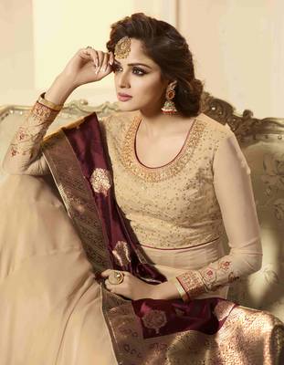Cream printed georgette salwar 2