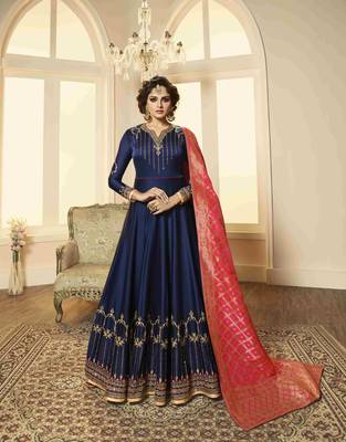 Blue printed georgette salwar 1