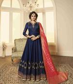 Blue printed georgette salwar