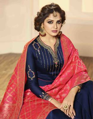 Blue printed georgette salwar 2