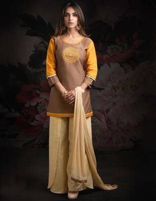 Brown printed chanderi salwar 1