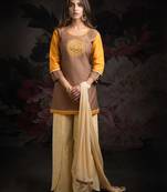 Brown printed chanderi salwar
