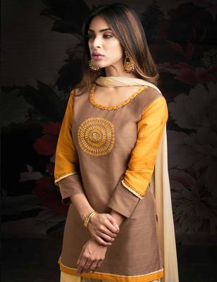 Brown printed chanderi salwar 2