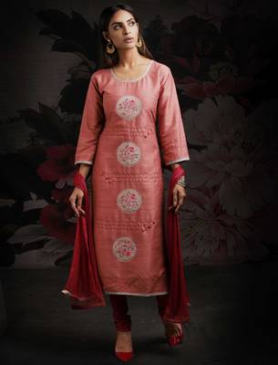 Peach printed chanderi salwar 1