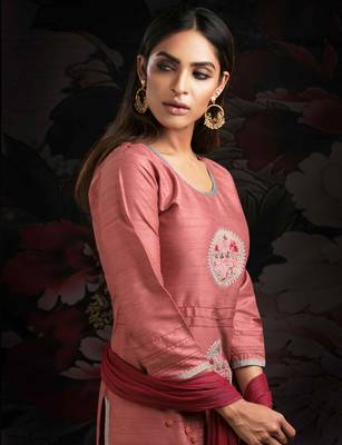 Peach printed chanderi salwar 2