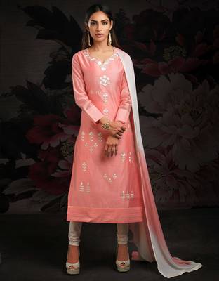 Peach printed chanderi salwar 1