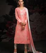 Peach printed chanderi salwar
