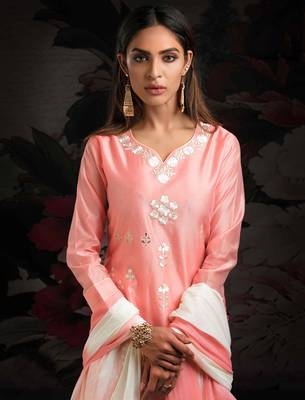 Peach printed chanderi salwar 2